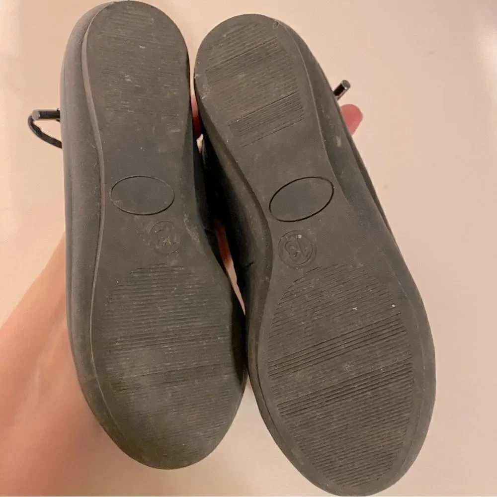 Candies faux leather black ballet slipper zipper back round toe flat shoes-13